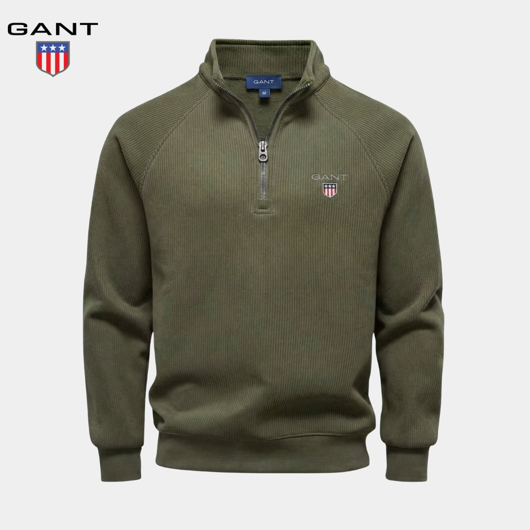 GANT™ Fleece-Lined Ribbed Half-Zip Sweater