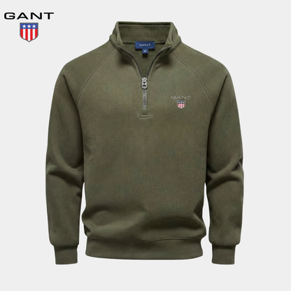 GANT™ Fleece-Lined Ribbed Half-Zip Sweater