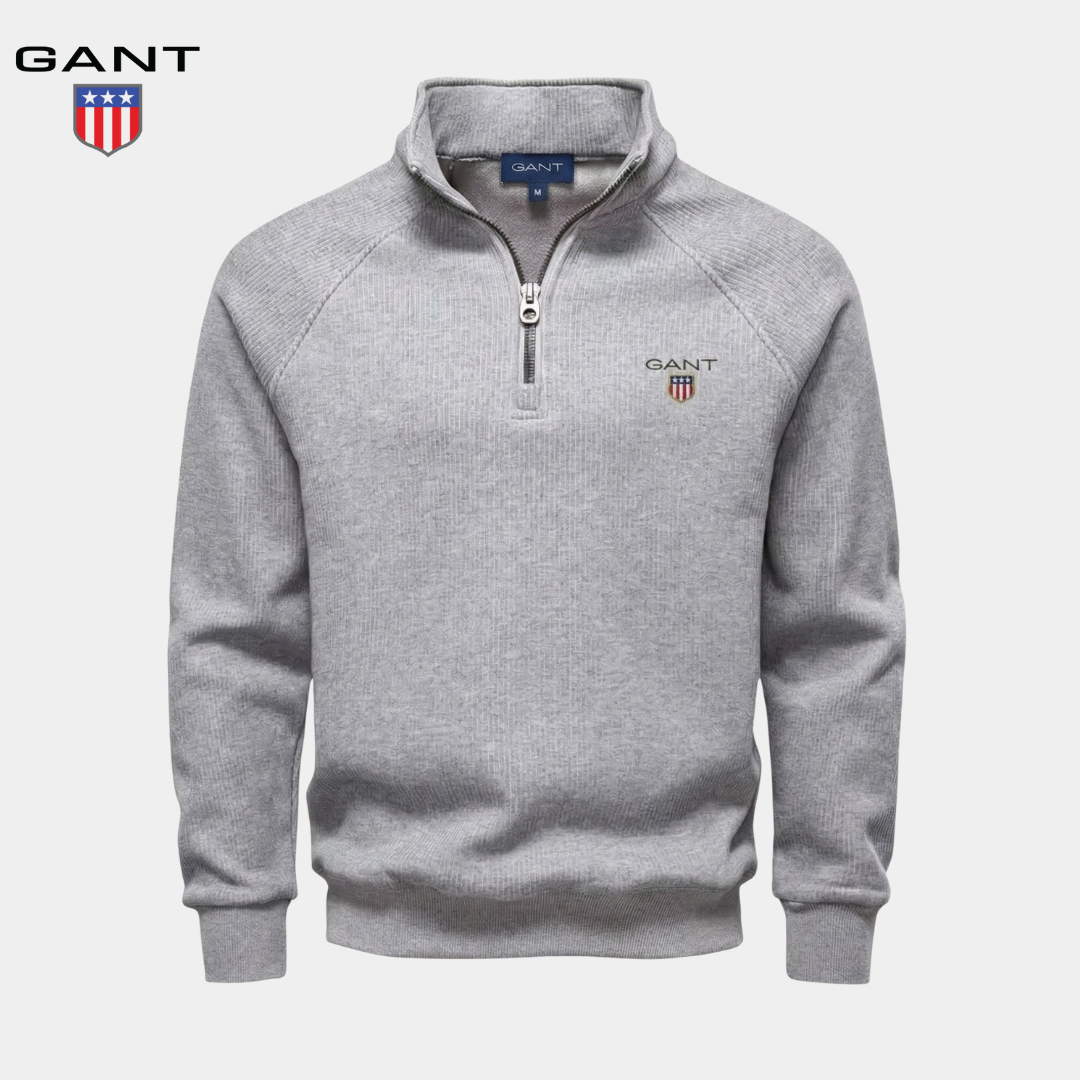 GANT™ Fleece-Lined Ribbed Half-Zip Sweater