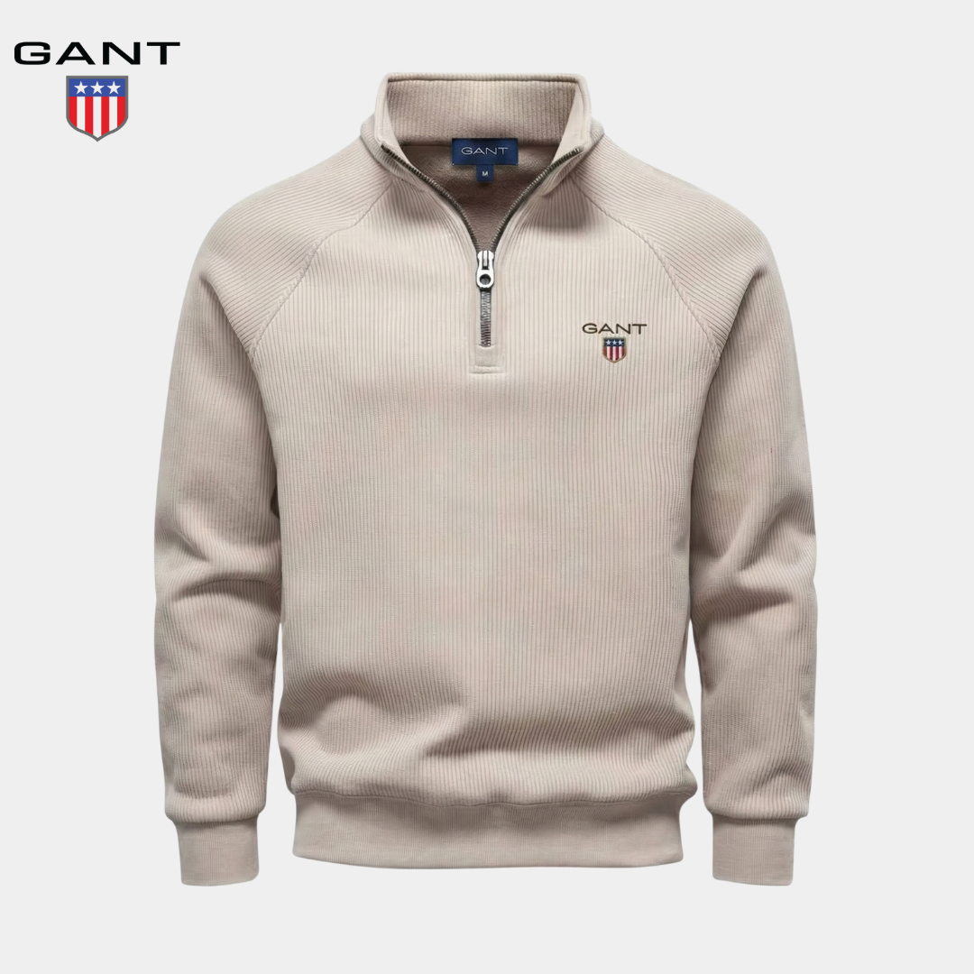 GANT™ Fleece-Lined Ribbed Half-Zip Sweater