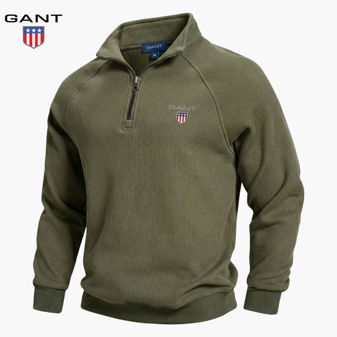 GANT™ Fleece-Lined Ribbed Half-Zip Sweater