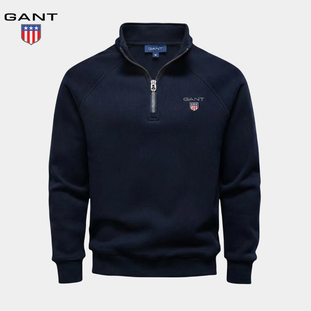 GANT™ Fleece-Lined Ribbed Half-Zip Sweater